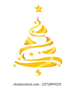 christmas golden tree isolated design illustration