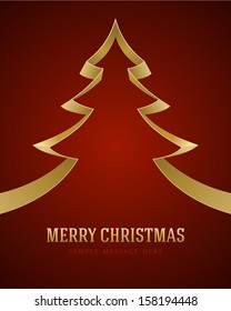 Christmas golden tree from ribbon background. Vector illustration Eps 10. 