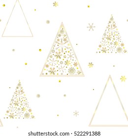Christmas golden tree. Seamles pattern