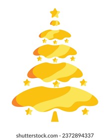 christmas golden tree shiny isolated illustration