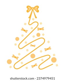 goldener Weihnachtsbaum, glänzender Vektorgrafik einzeln