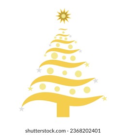 christmas golden tree vector isolated