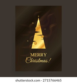 Christmas  Golden Vector Tree New Year Template