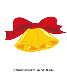 Christmas golden yellow bell with red ribbon png illustration png vector