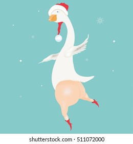 Christmas Goose in red hat