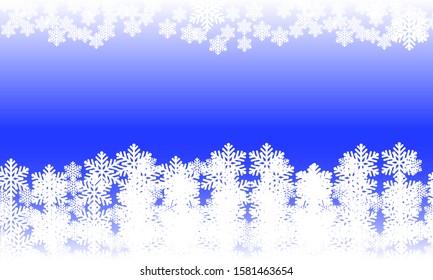 Christmas gradient Background With Frame Of Snowflakes. Decorative Frame of snowflakes on the blue background. Simple retro style design for wrapping paper, scrapbooking, Vector illustration , EPS 10