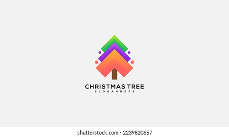 Christmas Gradient Tree Logo icon design vector symbol