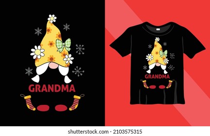 Christmas Grandma - Christmas T-shirt Design, Vintages Tshirt, Vector, Christmas Tree, Happy Christmas Day Gift