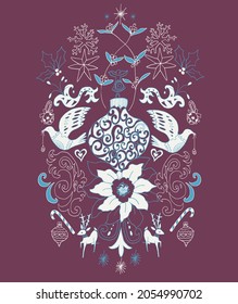 Christmas graphic pattern, card - Scandinavian sweater style.