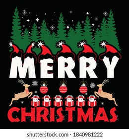 Christmas graphic prints set, t shirt designs for ugly sweater x mas party. Holiday décor with x mas tree, Santa, gingerbread texts and ornaments. Stock vector background.