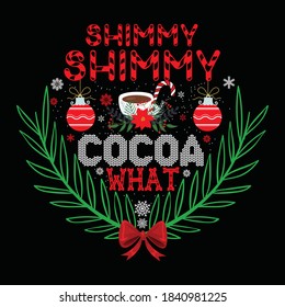 Christmas graphic prints set, t shirt designs for ugly sweater x mas party. Holiday décor with x mas tree, Santa, gingerbread texts and ornaments. Stock vector background.