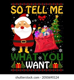 Christmas graphic prints set, t shirt designs for ugly sweater xmas party. Holiday decor with xmas tree, Santa, gingerbread texts and ornaments. Stock vector background
