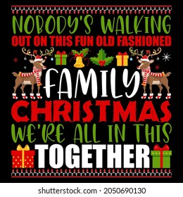Christmas graphic prints set, t shirt designs for ugly sweater xmas party. Holiday decor with xmas tree, Santa, gingerbread texts and ornaments. Stock vector background
