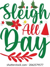 Christmas graphic prints set, t shirt designs for ugly sweater xmas party. Holiday decor with xmas tree, Santa, gingerbread texts and ornaments. Stock vector background

