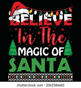 Christmas graphic prints set, t shirt designs for ugly sweater xmas party. Holiday decor with xmas tree, Santa, gingerbread texts and ornaments. Stock vector background
