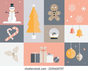 Christmas graphic set. Christmas background.