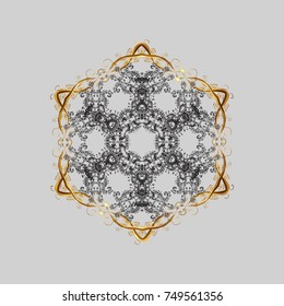 Christmas gray, brown and beiges. Vector illustration. Magic gray, brown and beige holiday abstract background with star and falling snowflakes.