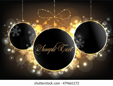 Christmas greating vector illustration with christmas balls and glittering background