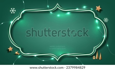 Christmas Green background frame with Empty space, Christmas decoration festive. Vector illustration.
