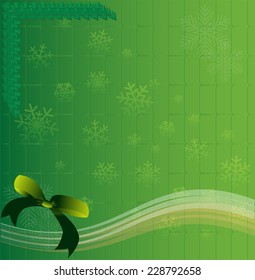 Christmas green background light and snowflakes vecto 