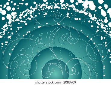 christmas green background with many spirals