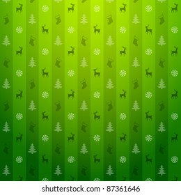 Christmas green background  Pattern and deers   christmas tree