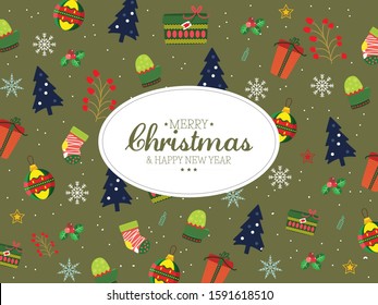 Christmas green background with pattern style