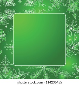 Christmas green background with snowflakes