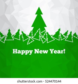 Christmas green background. Vector illustration. Happy new year