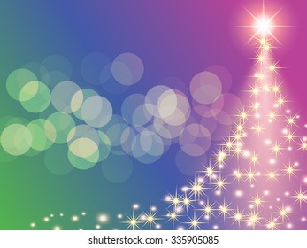 Christmas green  blue purple background with Christmas tree and copy space, Abstract vector illustration.