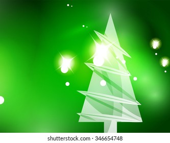 Christmas green color abstract background with white transparent snowflakes. Holiday winter template, New Year layout