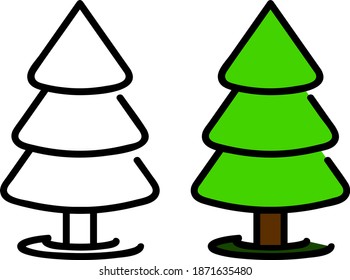 Christmas Green Forest Spruce Trees Simple Illustration Vector Symbol Graphic Logo Design Template.