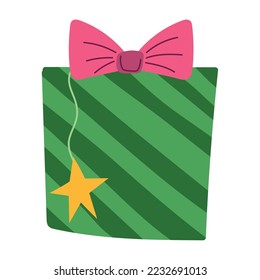 christmas green gift icon isolated