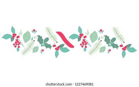 Christmas green leafs border illustration