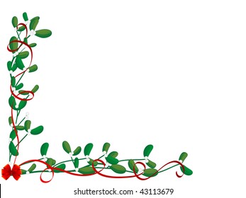 Christmas green mistletoe - vector illustration