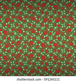 Christmas green ornamental seamless pattern in ethnic style. Complex tessellated repeatable backdrop.