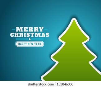 Fondo vectorial de árbol verde de Navidad. Tarjeta de Navidad o invitación.
