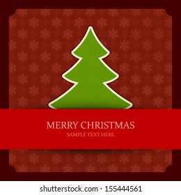 Fondo vectorial de árbol verde de Navidad. Tarjeta de Navidad o invitación. 