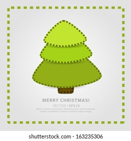 Christmas green tree card. Vector EPS 10 illustration.