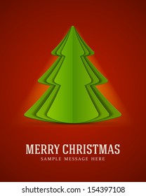 Christmas green tree from cut paper background. Vector illustration Eps 10. 