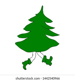 Christmas green tree. Holiday color background. Merry Christmas and Happy New Year. Vector illustration