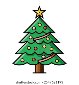 Christmas green tree illustration, christmas tree vector illustration, Tree vector art, christmas tree silhouette, Christmas vector icon, eps