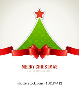 Christmas green tree and ribbon background. Vector illustration Eps 10. 