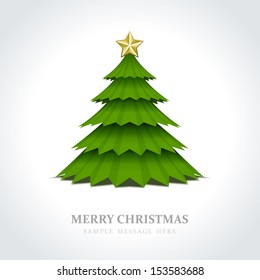 Christmas green tree and star background. Vector illustration Eps 10. 