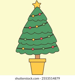 Christmas green tree vector illustration