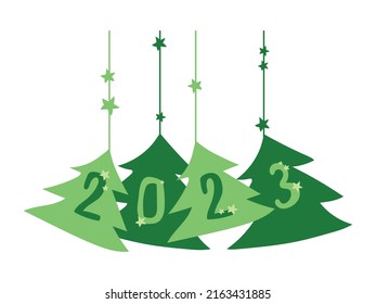 Christmas Green Trees Illustration Numbers 2023 Stock Vector (Royalty