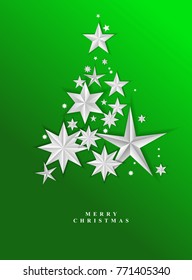 Christmas greenstarry background. Vector illustration. Christmas tree.