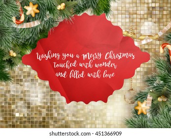 Christmas greeting against a winter landscape. EPS 10 vector file included