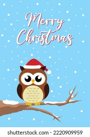 Christmas greeting background with Owl