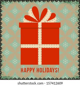 Christmas greeting banner with present